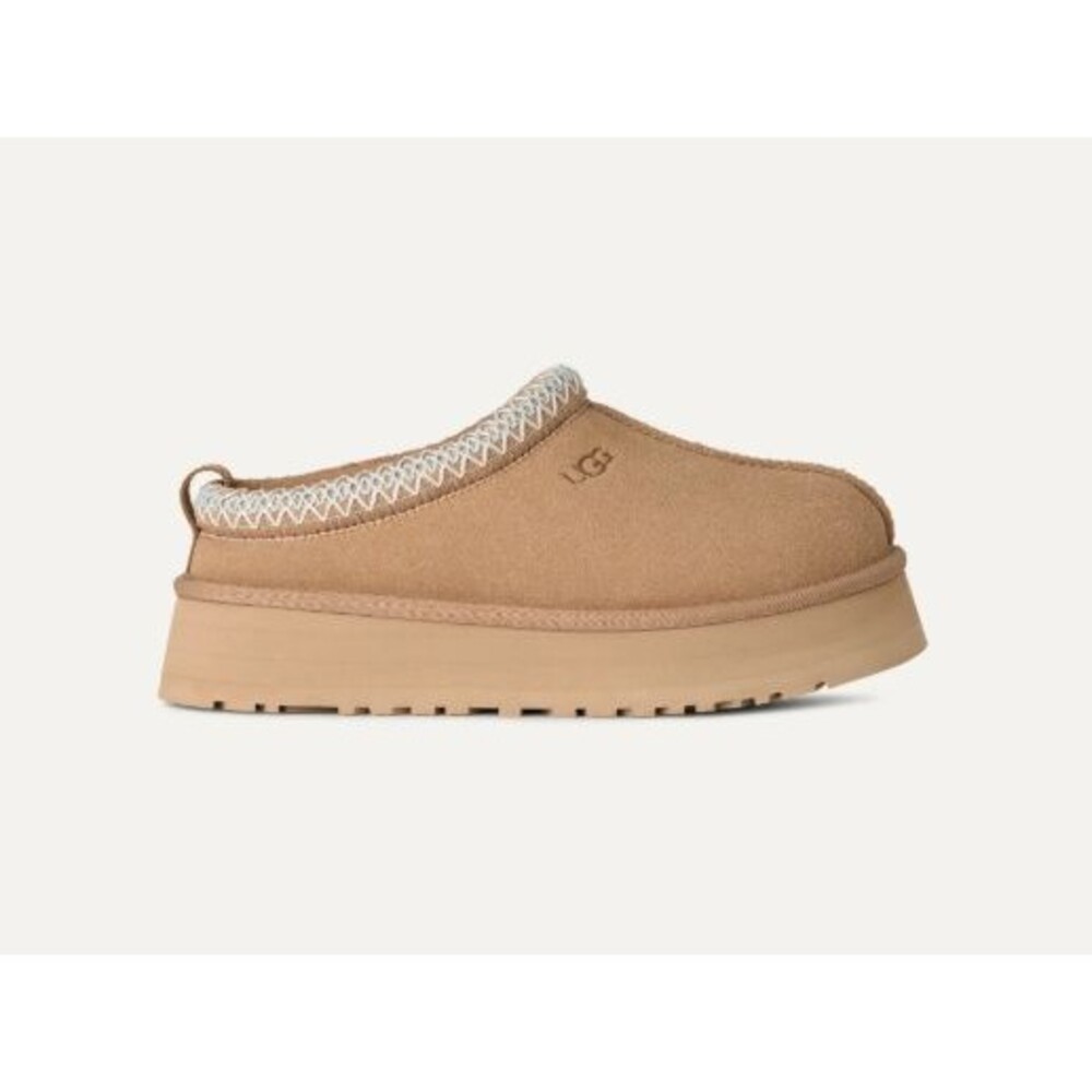 UGG Tazz II Slipper Sand Beige Suede Platform Moccasin Shoes Size 7 NIB 1174471